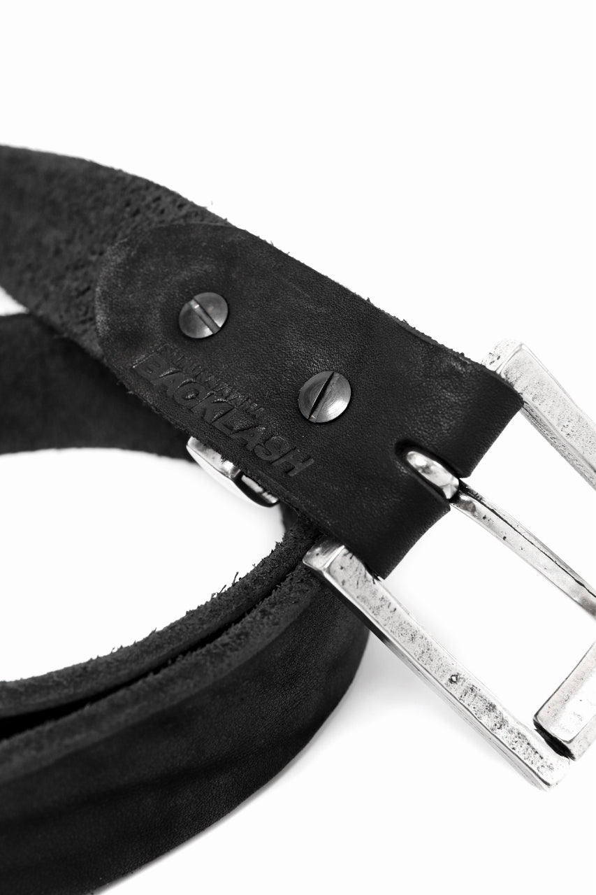 Load image into Gallery viewer, ISAMU KATAYAMA BACKLASH PIN-BELT 35mm / DOUBLE-SHOULDER OBJECT DYED (BLACK)