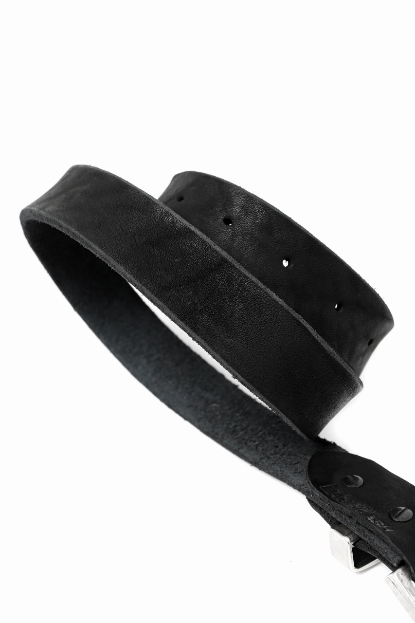 Load image into Gallery viewer, ISAMU KATAYAMA BACKLASH PIN-BELT 35mm / DOUBLE-SHOULDER OBJECT DYED (BLACK)