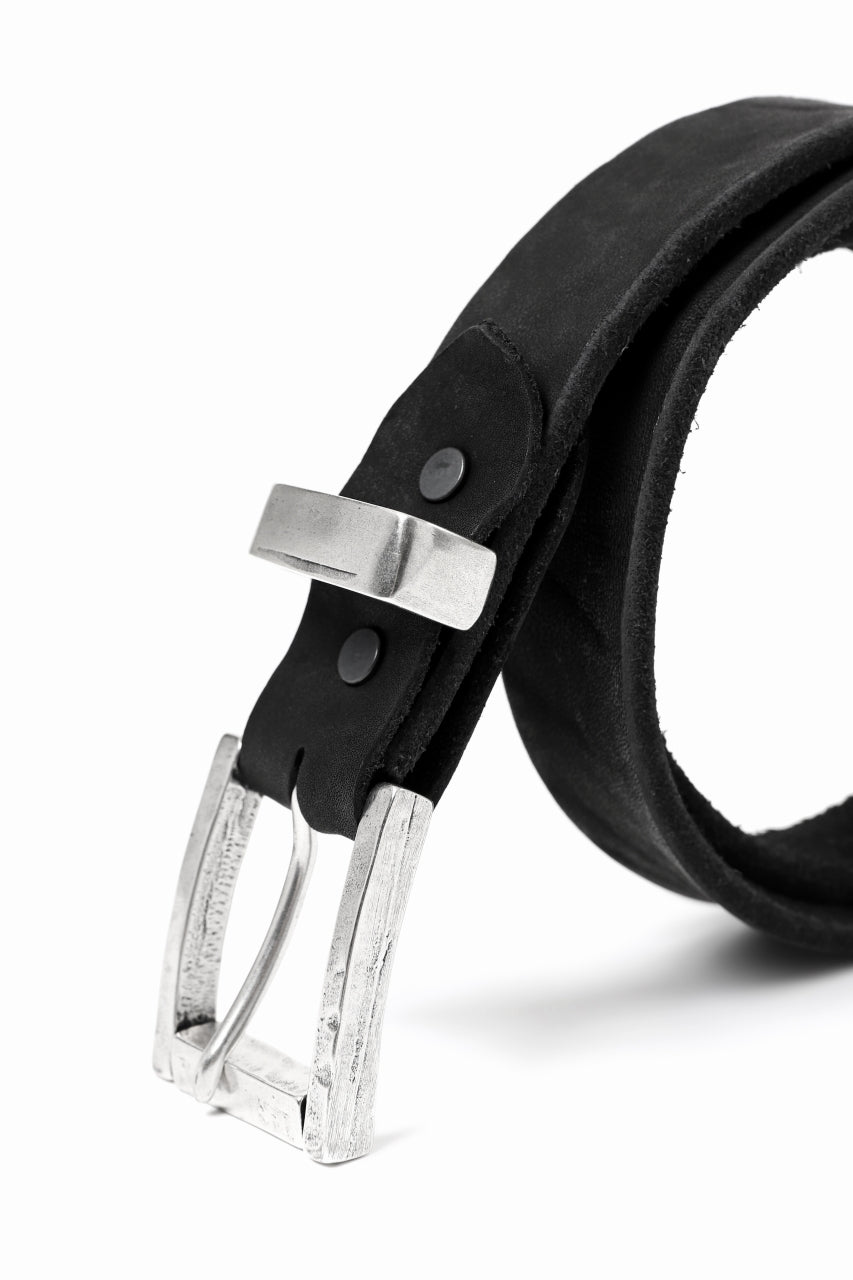 Load image into Gallery viewer, ISAMU KATAYAMA BACKLASH PIN-BELT 35mm / DOUBLE-SHOULDER OBJECT DYED (BLACK)