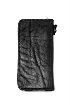 Load image into Gallery viewer, ISAMU KATAYAMA BACKLASH exclusive ROUND FASTNER WALLET / DOUBLE-SHOULDER OBJECT DYED (BLACK)