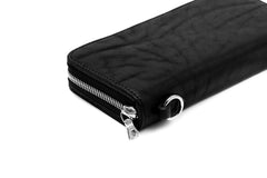 Load image into Gallery viewer, ISAMU KATAYAMA BACKLASH exclusive ROUND FASTNER WALLET / DOUBLE-SHOULDER OBJECT DYED (BLACK)