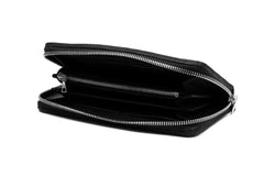 Load image into Gallery viewer, ISAMU KATAYAMA BACKLASH exclusive ROUND FASTNER WALLET / DOUBLE-SHOULDER OBJECT DYED (BLACK)