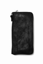 Load image into Gallery viewer, ISAMU KATAYAMA BACKLASH exclusive ROUND FASTNER WALLET / DOUBLE-SHOULDER OBJECT DYED (BLACK)