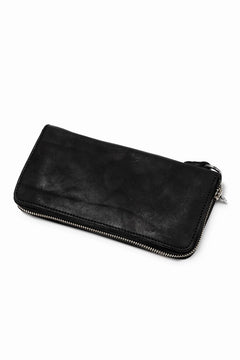 Load image into Gallery viewer, ISAMU KATAYAMA BACKLASH exclusive ROUND FASTNER WALLET / DOUBLE-SHOULDER OBJECT DYED (BLACK)