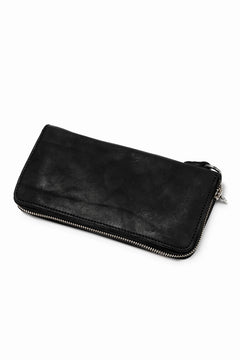 Load image into Gallery viewer, ISAMU KATAYAMA BACKLASH exclusive ROUND FASTNER WALLET / DOUBLE-SHOULDER OBJECT DYED (BLACK)