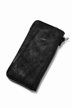 Load image into Gallery viewer, ISAMU KATAYAMA BACKLASH exclusive ROUND FASTNER WALLET / DOUBLE-SHOULDER OBJECT DYED (BLACK)
