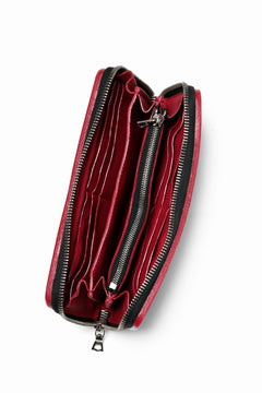 Load image into Gallery viewer, ISAMU KATAYAMA BACKLASH exclusive ROUND FASTNER WALLET / DOUBLE-SHOULDER OBJECT DYED (RED)