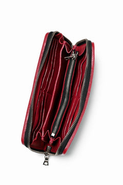 Load image into Gallery viewer, ISAMU KATAYAMA BACKLASH exclusive ROUND FASTNER WALLET / DOUBLE-SHOULDER OBJECT DYED (RED)