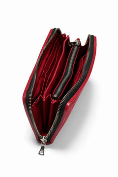 Load image into Gallery viewer, ISAMU KATAYAMA BACKLASH exclusive ROUND FASTNER WALLET / DOUBLE-SHOULDER OBJECT DYED (RED)