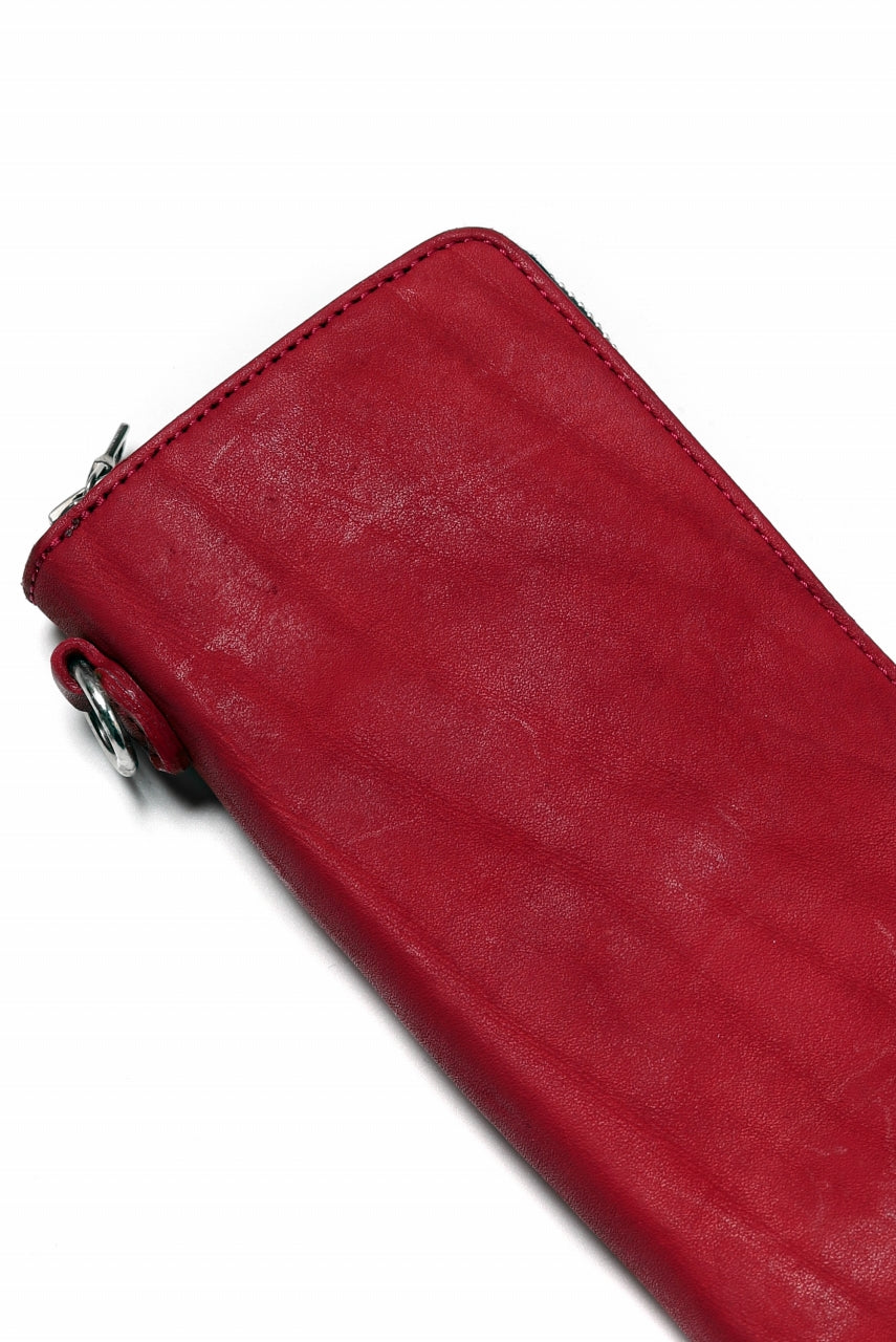 Load image into Gallery viewer, ISAMU KATAYAMA BACKLASH exclusive ROUND FASTNER WALLET / DOUBLE-SHOULDER OBJECT DYED (RED)
