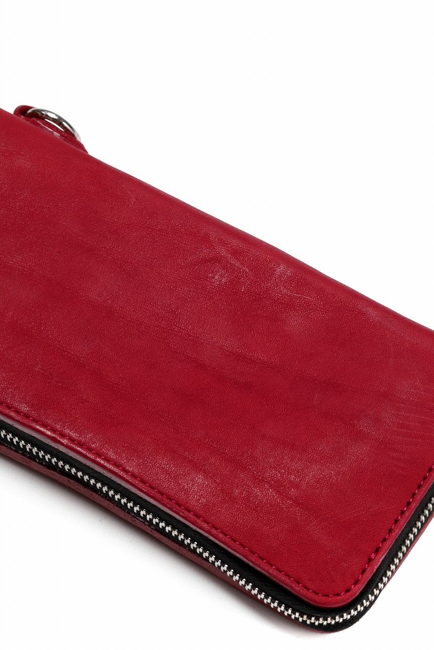 Load image into Gallery viewer, ISAMU KATAYAMA BACKLASH exclusive ROUND FASTNER WALLET / DOUBLE-SHOULDER OBJECT DYED (RED)