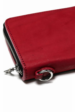Load image into Gallery viewer, ISAMU KATAYAMA BACKLASH exclusive ROUND FASTNER WALLET / DOUBLE-SHOULDER OBJECT DYED (RED)
