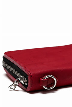 Load image into Gallery viewer, ISAMU KATAYAMA BACKLASH exclusive ROUND FASTNER WALLET / DOUBLE-SHOULDER OBJECT DYED (RED)