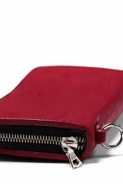 Load image into Gallery viewer, ISAMU KATAYAMA BACKLASH exclusive ROUND FASTNER WALLET / DOUBLE-SHOULDER OBJECT DYED (RED)