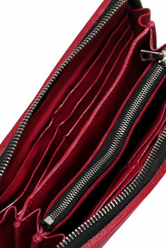 Load image into Gallery viewer, ISAMU KATAYAMA BACKLASH exclusive ROUND FASTNER WALLET / DOUBLE-SHOULDER OBJECT DYED (RED)