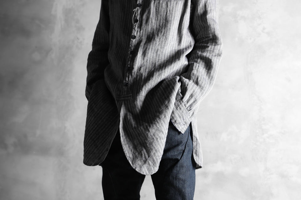 Load image into Gallery viewer, KLASICA STRIPED HERRINGBONE LINEN SHIRT / GARMENT WASHED (NAVY)
