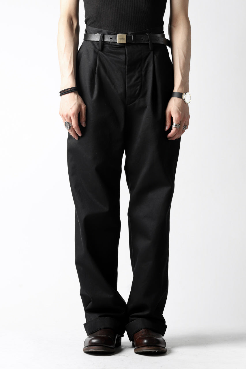 画像をギャラリービューアに読み込む, KLASICA GRIOTTE 2 TUCKED WIDE TROUSERS / CHINO CLOTH (BLACK)