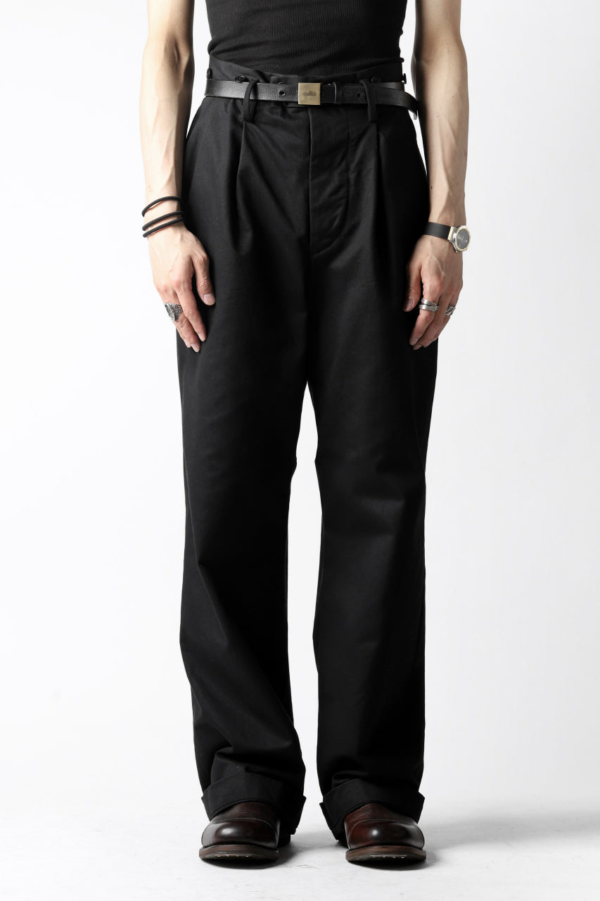 画像をギャラリービューアに読み込む, KLASICA GRIOTTE 2 TUCKED WIDE TROUSERS / CHINO CLOTH (BLACK)
