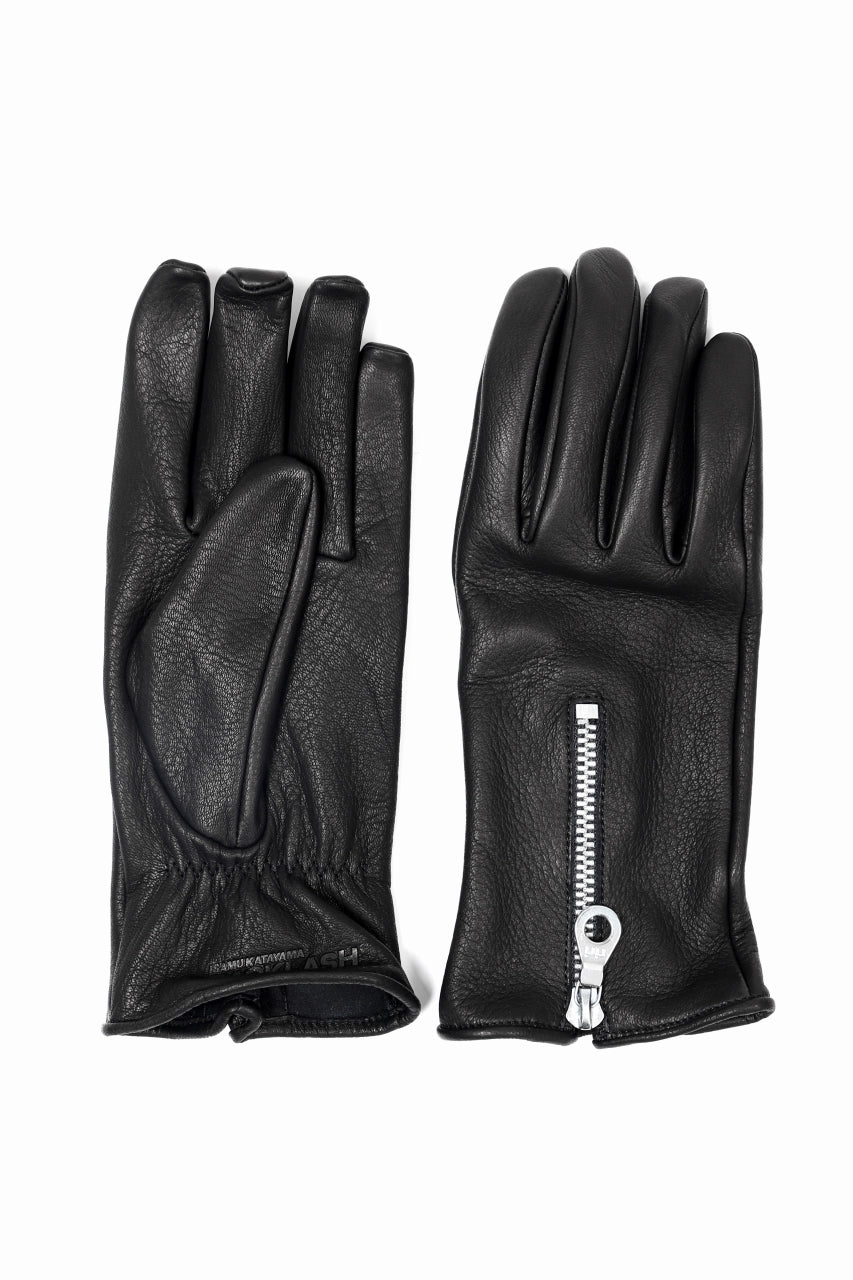 画像をギャラリービューアに読み込む, ISAMU KATAYAMA BACKLASH SMOOTH DEERSKIN ZIPPER GLOVE (BLACK)