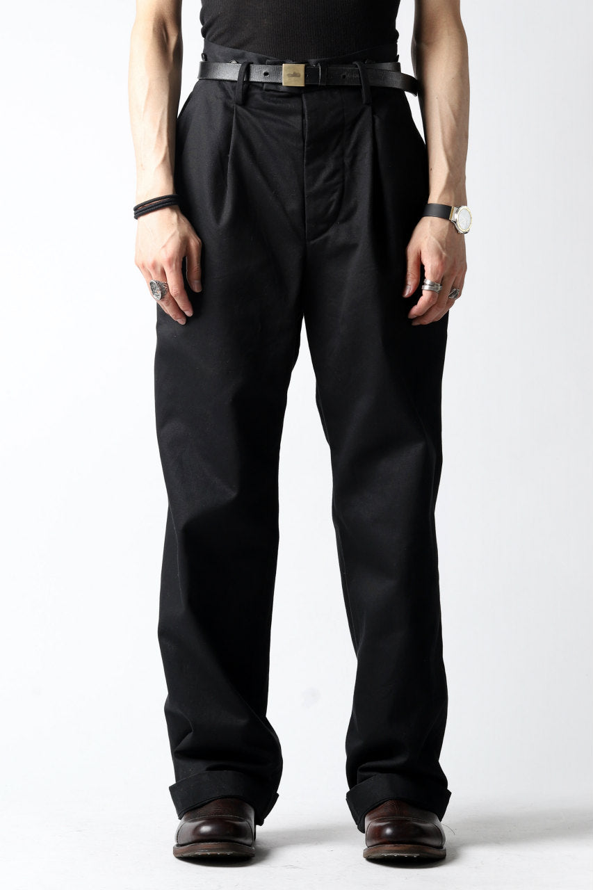 画像をギャラリービューアに読み込む, KLASICA GRIOTTE 2 TUCKED WIDE TROUSERS / CHINO CLOTH (BLACK)