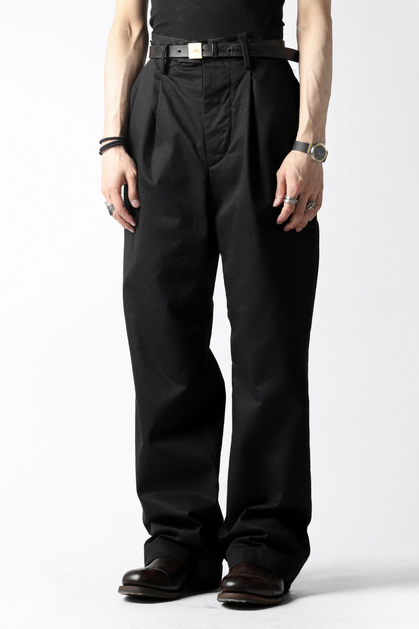 画像をギャラリービューアに読み込む, KLASICA GRIOTTE 2 TUCKED WIDE TROUSERS / CHINO CLOTH (BLACK)
