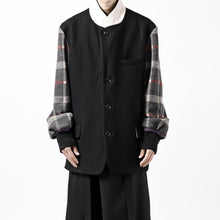 画像をギャラリービューアに読み込む, Y&#39;s BANG ON! No.176 2 STEP RIB JACKET /  WOOL MELTON SMOOTH + CHECKED JACQUARD (BLACK)