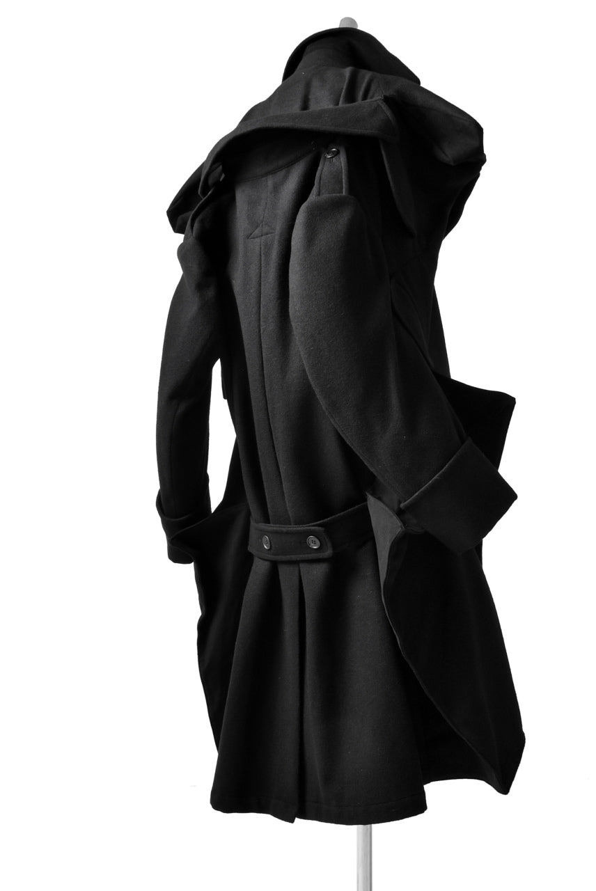 画像をギャラリービューアに読み込む, Yohji Yamamoto DOUBLE DEFORMED TRENCH COAT (BLACK)