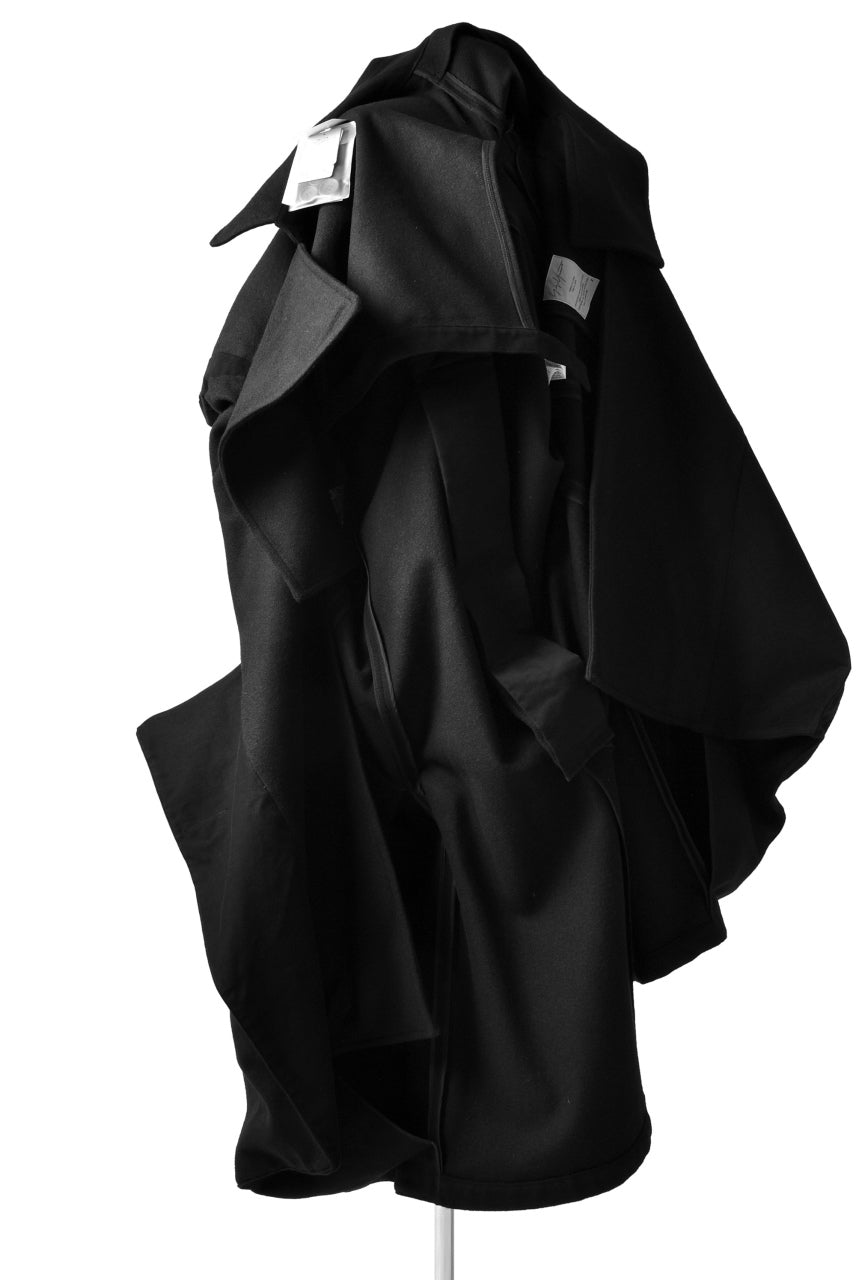 画像をギャラリービューアに読み込む, Yohji Yamamoto DOUBLE DEFORMED TRENCH COAT (BLACK)