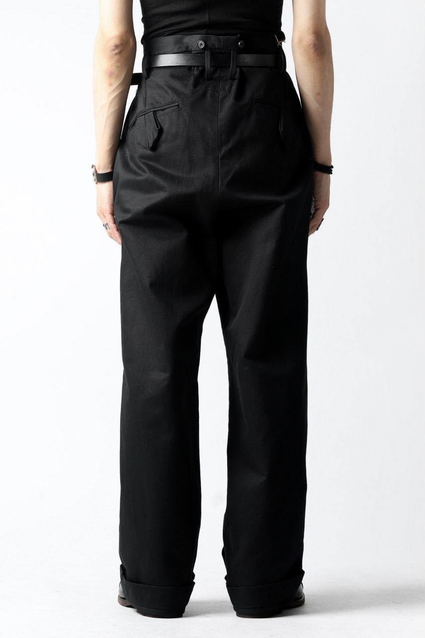画像をギャラリービューアに読み込む, KLASICA GRIOTTE 2 TUCKED WIDE TROUSERS / CHINO CLOTH (BLACK)