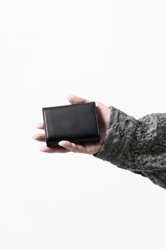 画像をギャラリービューアに読み込む, discord Yohji Yamamoto Tri Folded Compact Wallet / Smooth Cow Skin Leather (BLACK)