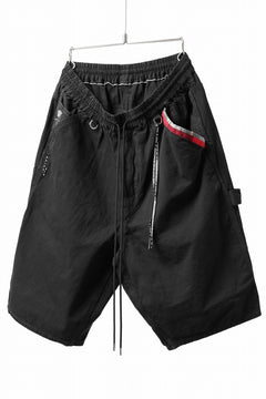 Load image into Gallery viewer, mastermind JAPAN LIGHT OZ SELVEDGE DENIM WORK SHORTS / SPECIAL WATER REPELLENT (BLACK)