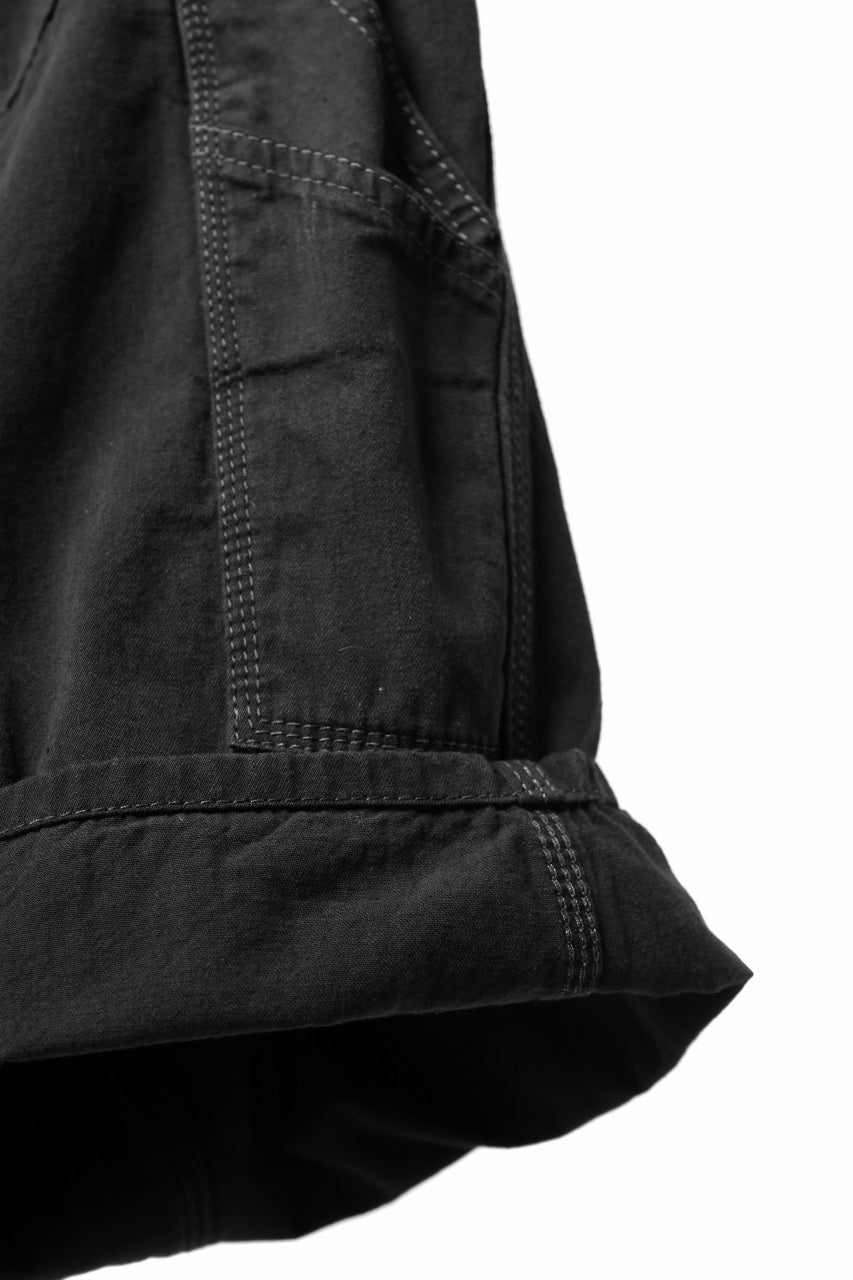 Load image into Gallery viewer, mastermind JAPAN LIGHT OZ SELVEDGE DENIM WORK SHORTS / SPECIAL WATER REPELLENT (BLACK)