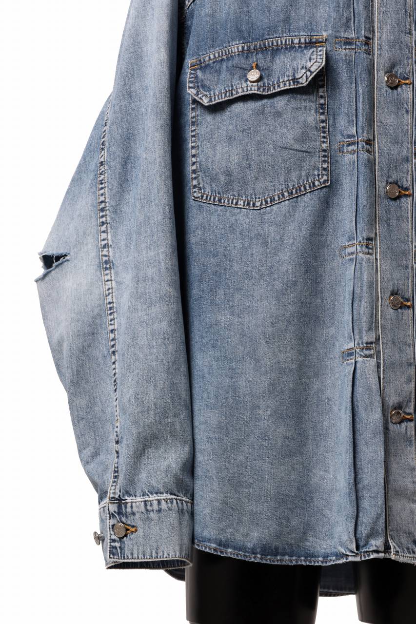 Load image into Gallery viewer, mastermind WORLD LIGHT OZ SELVEDGE DENIM SHIRT / SPECIAL WATER REPELLENT (INDIGO)