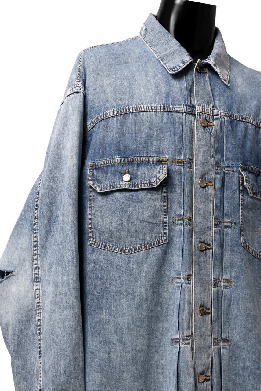 Load image into Gallery viewer, mastermind WORLD LIGHT OZ SELVEDGE DENIM SHIRT / SPECIAL WATER REPELLENT (INDIGO)