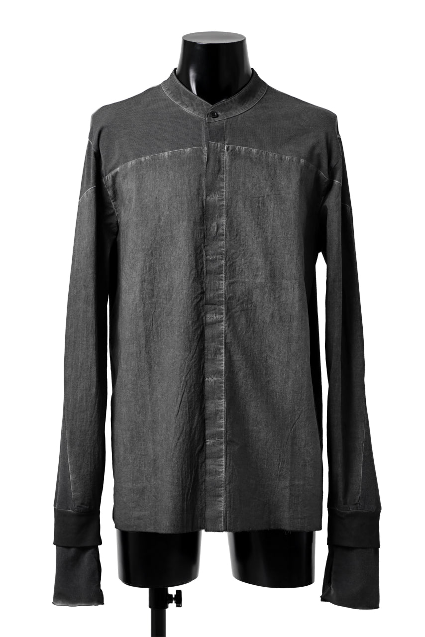 Load image into Gallery viewer, thomkrom NO COLLAR SHIRT/ JERSEY+WOVEN (BLACK OIL)