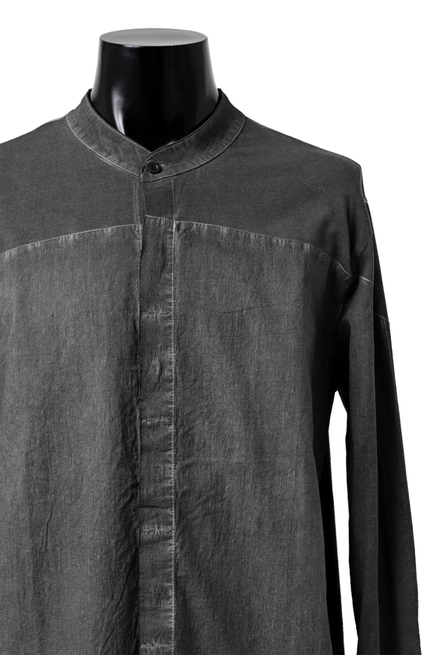 Load image into Gallery viewer, thomkrom NO COLLAR SHIRT/ JERSEY+WOVEN (BLACK OIL)