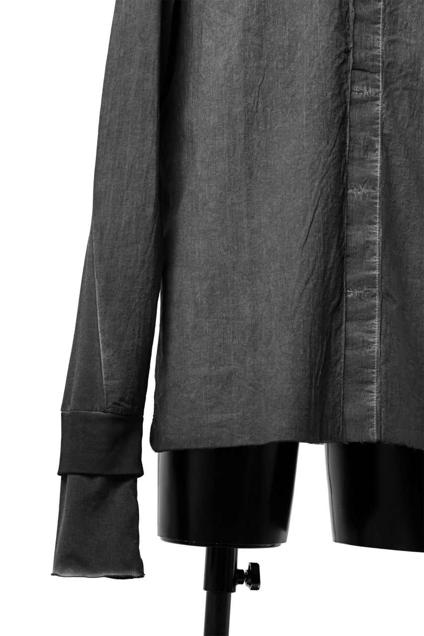 Load image into Gallery viewer, thomkrom NO COLLAR SHIRT/ JERSEY+WOVEN (BLACK OIL)