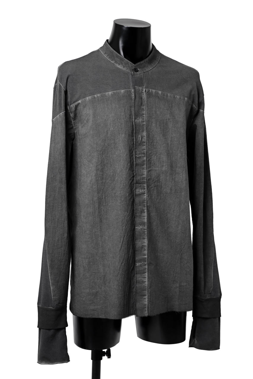 Load image into Gallery viewer, thomkrom NO COLLAR SHIRT/ JERSEY+WOVEN (BLACK OIL)