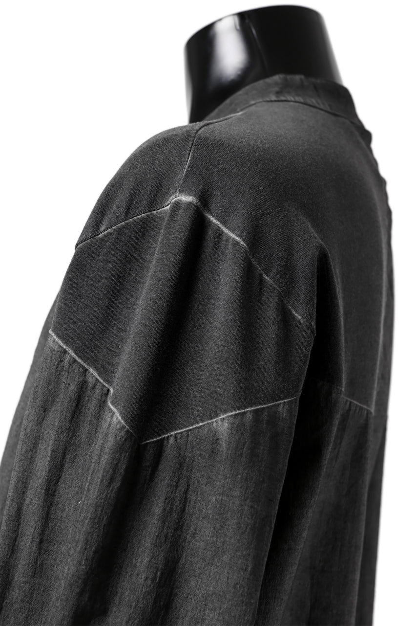 Load image into Gallery viewer, thomkrom NO COLLAR SHIRT/ JERSEY+WOVEN (BLACK OIL)