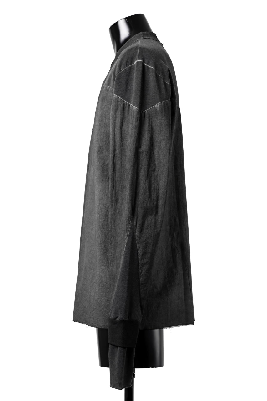 Load image into Gallery viewer, thomkrom NO COLLAR SHIRT/ JERSEY+WOVEN (BLACK OIL)