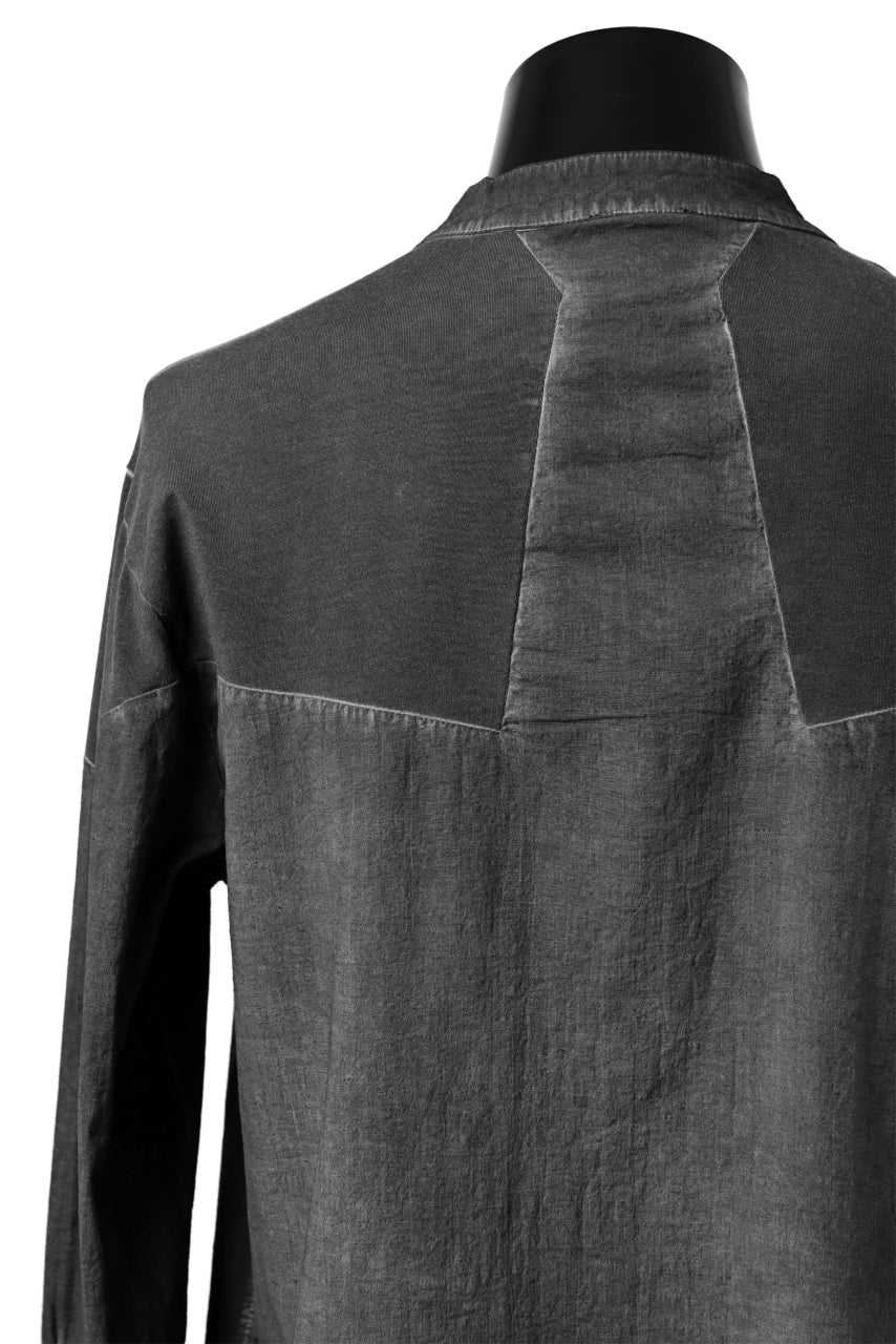 Load image into Gallery viewer, thomkrom NO COLLAR SHIRT/ JERSEY+WOVEN (BLACK OIL)