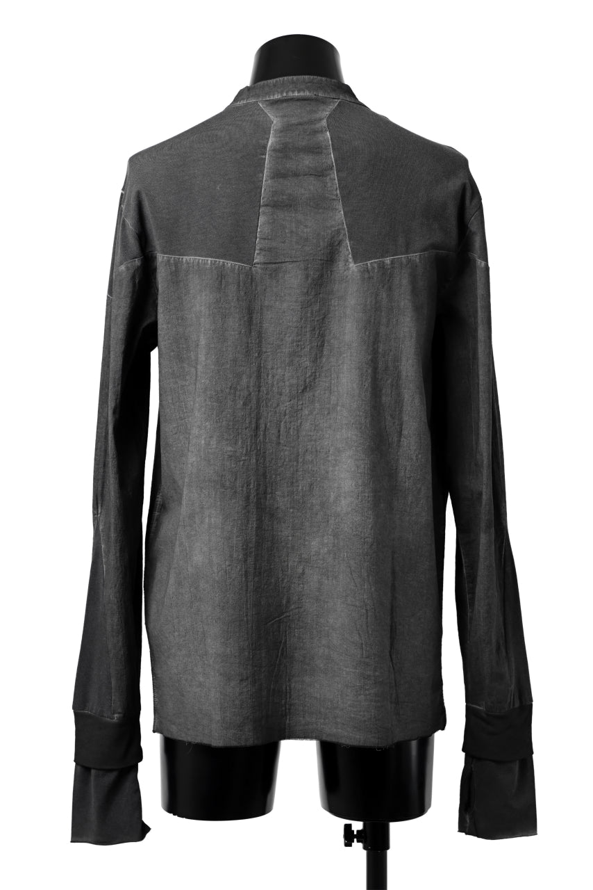 Load image into Gallery viewer, thomkrom NO COLLAR SHIRT/ JERSEY+WOVEN (BLACK OIL)