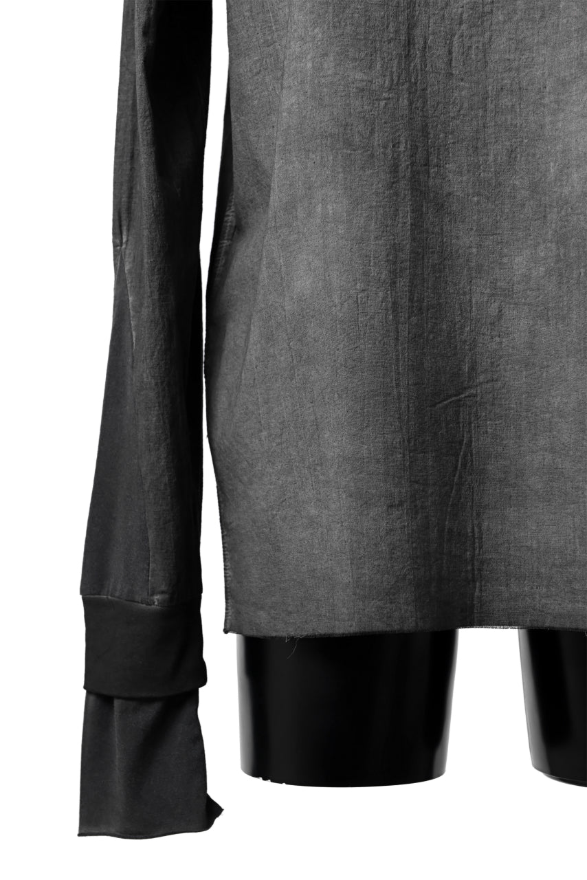 Load image into Gallery viewer, thomkrom NO COLLAR SHIRT/ JERSEY+WOVEN (BLACK OIL)