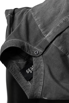 Load image into Gallery viewer, thomkrom NO COLLAR SHIRT/ JERSEY+WOVEN (BLACK OIL)