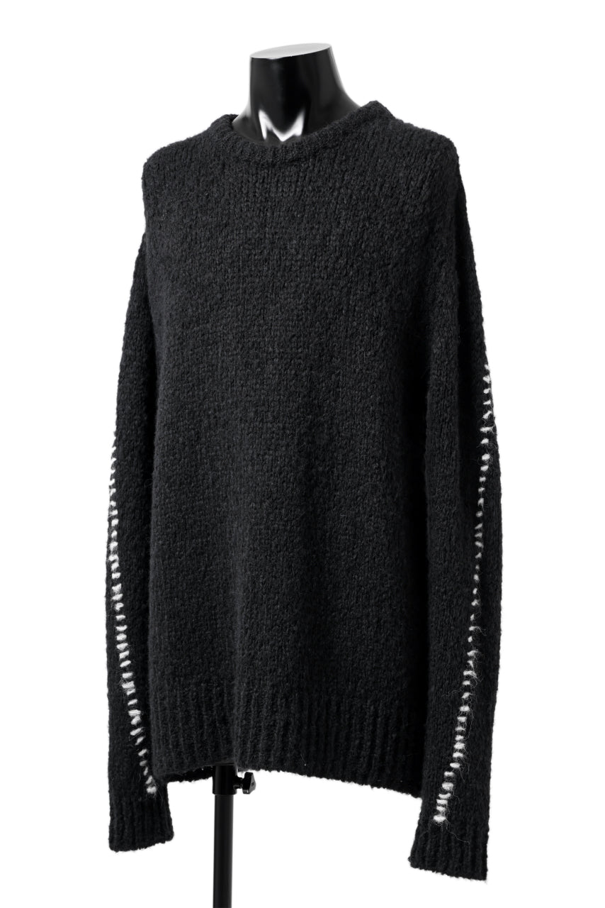 Load image into Gallery viewer, thomkrom HAND STITCH KNIT PULLOVER / ALPACA WOOL (BLACK)