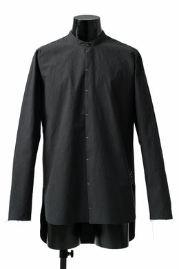 ierib slit middle shirt / boiled waxy cotton (BLACK)