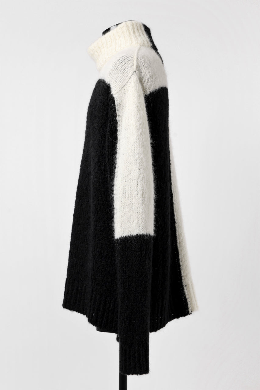画像をギャラリービューアに読み込む, thomkrom HIGH COLLAR KNIT PULLOVER / ALPACA WOOL (BLACK x WHITE)