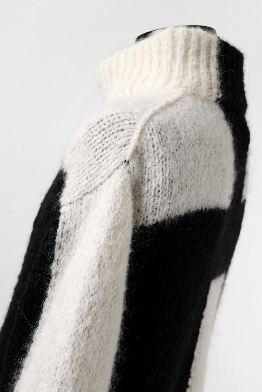 画像をギャラリービューアに読み込む, thomkrom HIGH COLLAR KNIT PULLOVER / ALPACA WOOL (BLACK x WHITE)