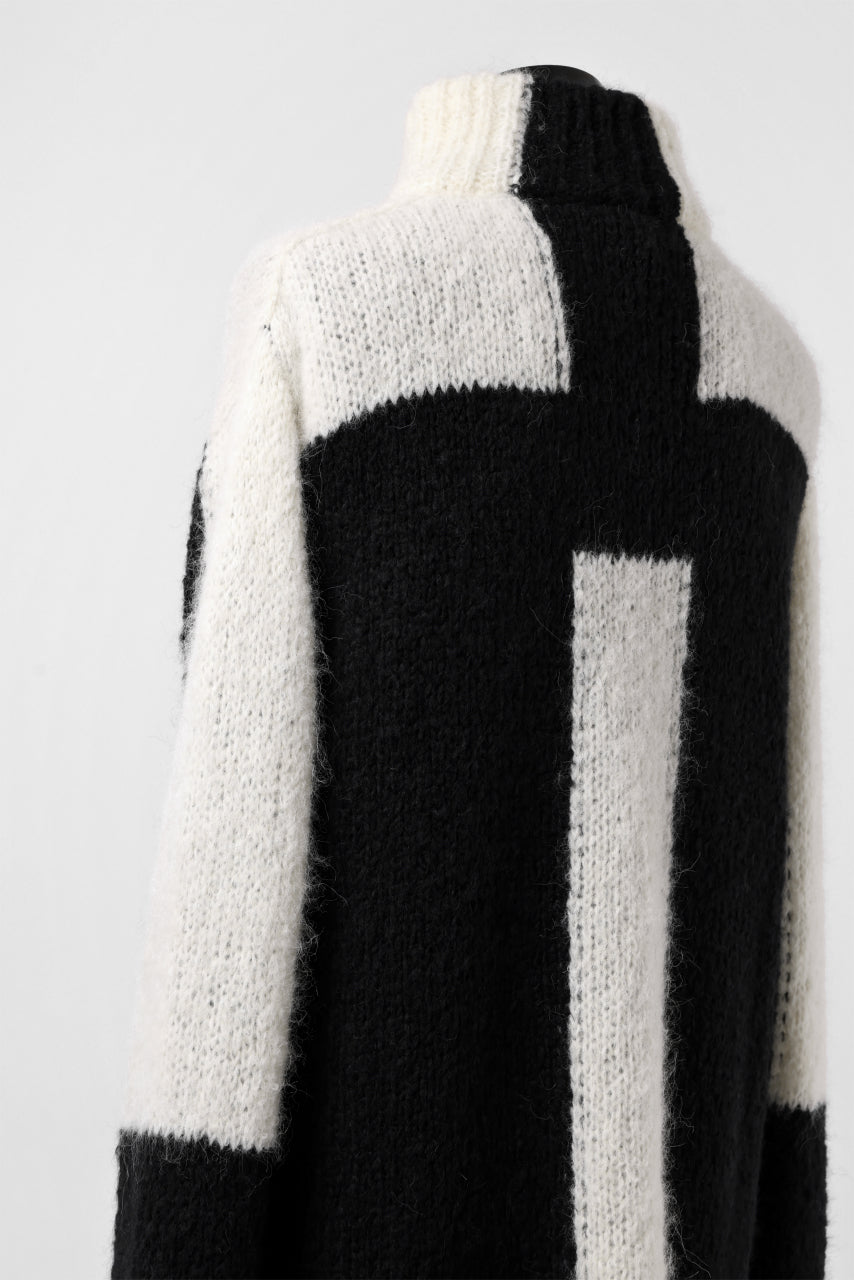 画像をギャラリービューアに読み込む, thomkrom HIGH COLLAR KNIT PULLOVER / ALPACA WOOL (BLACK x WHITE)