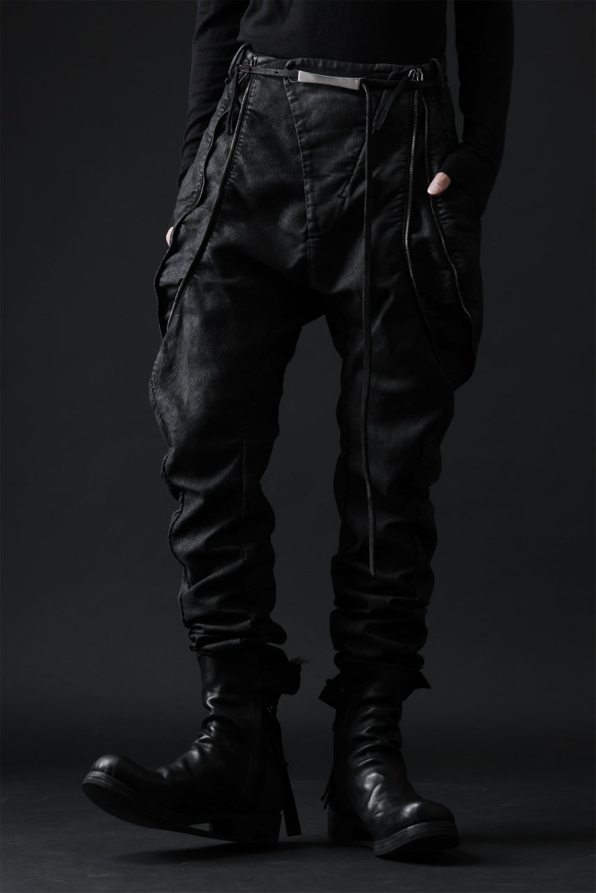 画像をギャラリービューアに読み込む, masnada ICONIC ZIP PANTS / STRETCH REPURPOSED COTTON (SMEARED BLACK)
